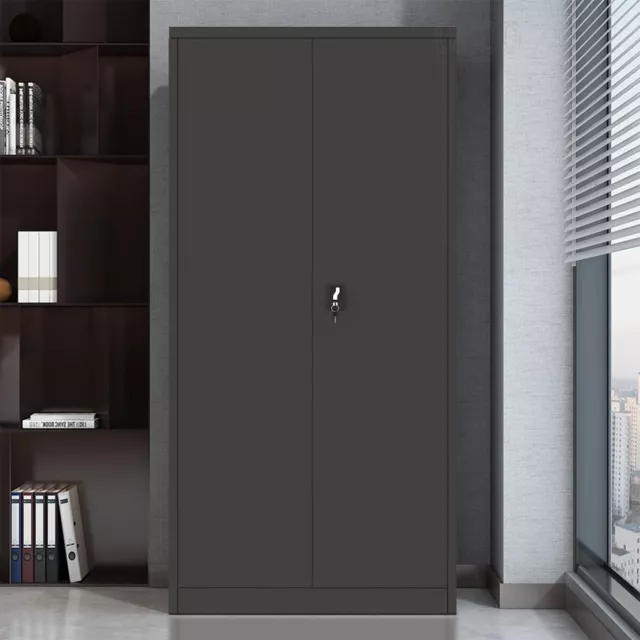 210CM Floor Stationery Cabinet Office Lockable Metal Storage Cupboard 2 Door