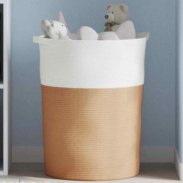 Panier de rangement marron et blanc Ø49x65 cm coton vidaXL