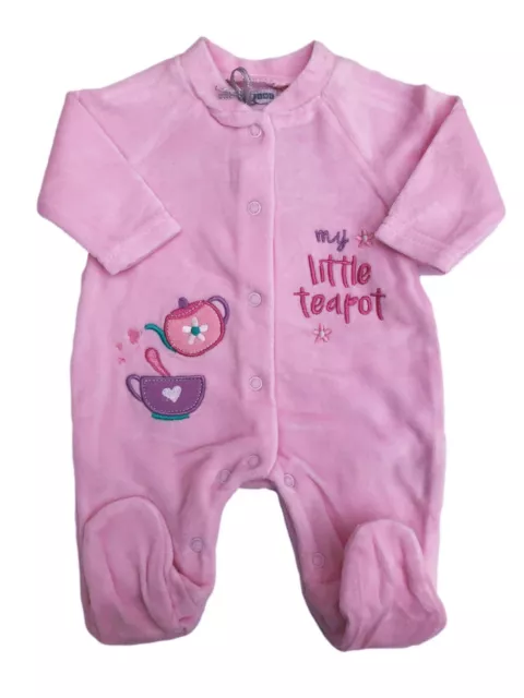 Nuovo con Etichetta Baby Ragazze Rosa Velluto Tè Erba Tutina Vestiti Neonati 0-3