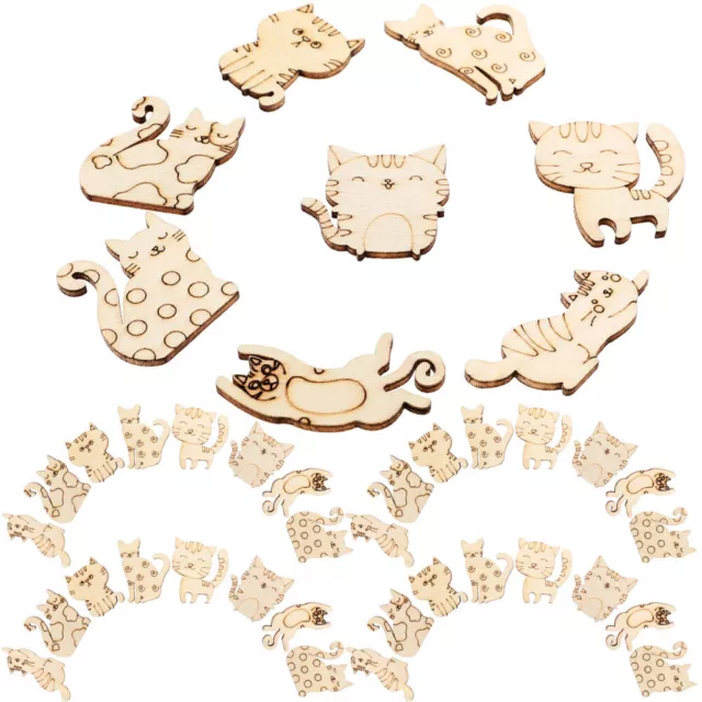 100 piezas recorte de madera en forma de gato actividades preescolares tallado