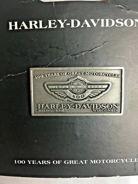 Carte originale en étain Harley Davidson 100th Anniversary. PARFAIT ÉTAT 2