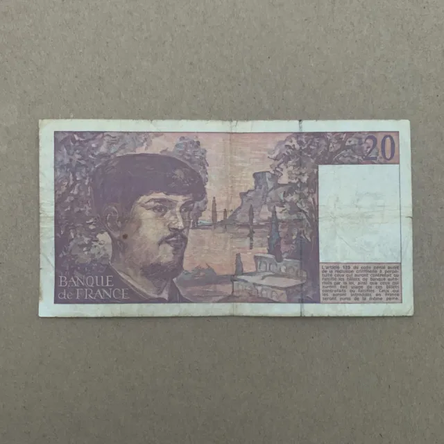 Claude Debussy 1993 Pre-Euro French 20 Francs Banknote. France Currency Paris
