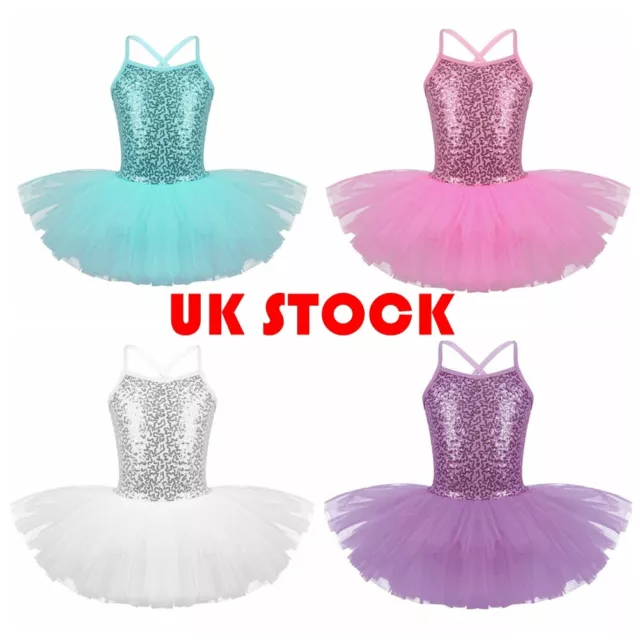 UK Kids Girls Ballet Tutu Dress Gymnastics Leotard Ballerina Dance Wear Costume