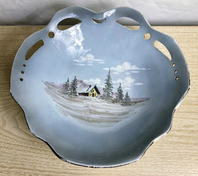 Vtg Hand Painted 13” Porcelain Art Bowl - Egisto Fantechi Maioliche ITALY RARE!
