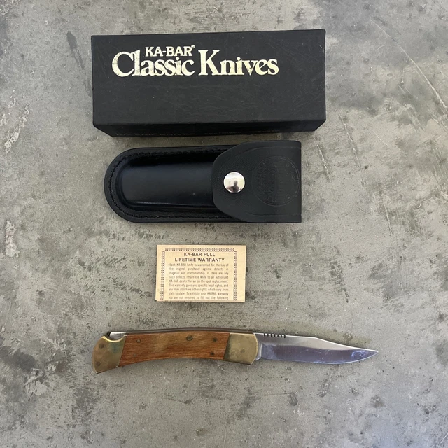 KABAR USA 1189 Stainless Folding Hunter Lockback Knife, Sheath