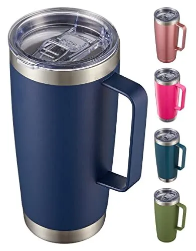 20 Oz Tumbler Mug with Lid and Straw Insulated Travel Coffee Mug with Handle D