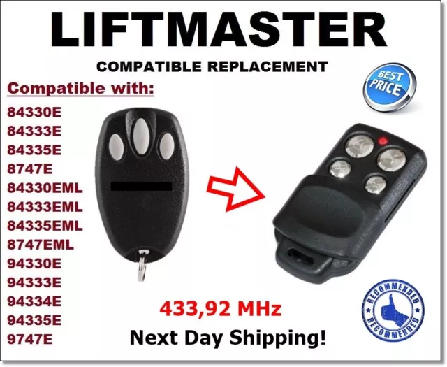 Chamberlain Liftmaster Motorlift 94335E Télécommande de remplacement 1A5639-7