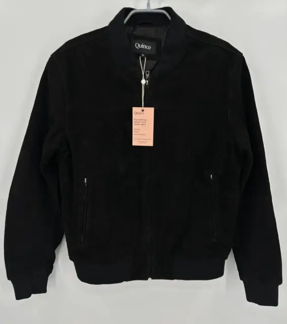 Quince Men's Black Goat Suede Bomber Jacket sz S NWT  Full Zip