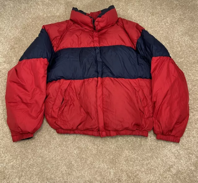 Vintage Nautica Jacket Coat Mens Sz M Blue Red Down Puffer 90s Y2K Hip Hop