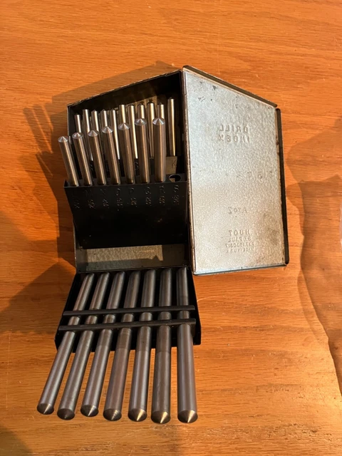 Vintage HSS Letter Drill Blank Set in Original Huot Index Box A-Z