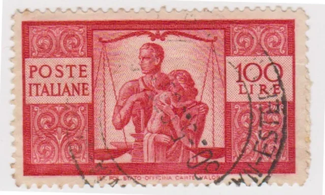 (IT327) 1945 Italy 100L red work SG669
