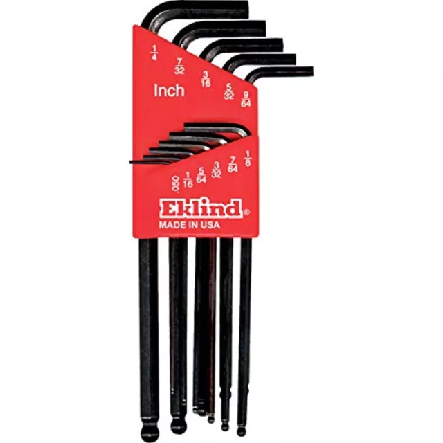 EKLIND 13211 Ball-Hex-L Key allen wrench - 11pc set SAE Inch Sizes .050-1/4 Long