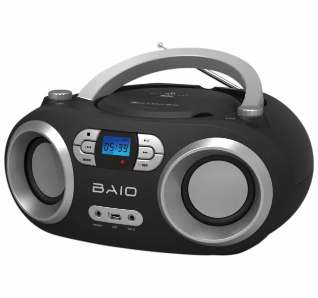 Baio Tragbares Cd-Radio-Player Bluetooth Usb Kopfhörerein  Schwarz Kinder B-Ware