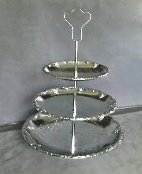 3 Tier Chrome Plated Cake Stand. VGC