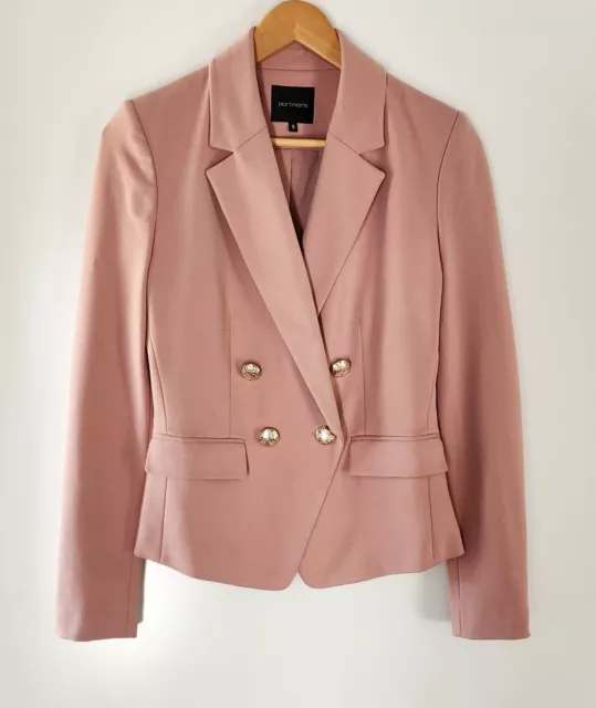 PORTMANS Size 8 Blush Pink Ponte Double Breasted Blazer Jacket
