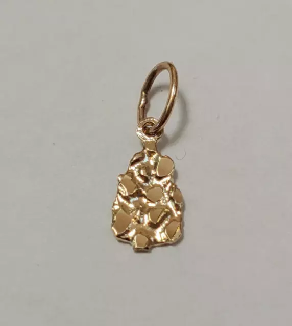 New 14k Yellow Gold Nugget Charm Pendant