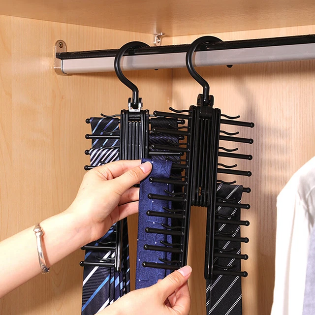 360 Degrees Bow Tie Scarf Storage Rack Household Belt Shelf Cabinet Organizer