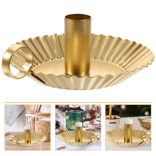 Vintage Porte-bougie Chandelier En Laiton - Anse - 11,5 X 5,5 Cm