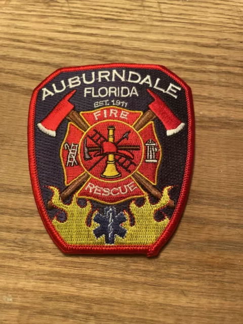 Auburndale FL Florida fire rescue Dept Patch Iron On 4” Jacket Rare logo