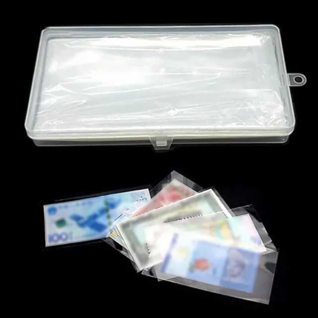 100pcs Paper Money Album Coin Storage Bag Display Holder Clear Polypropylene