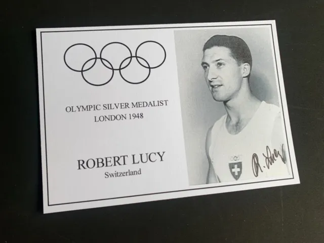 ROBERT LUCY  (†2009) Olympiasilber 1948 Turnen signed Briefkarte 10x15 Autogramm