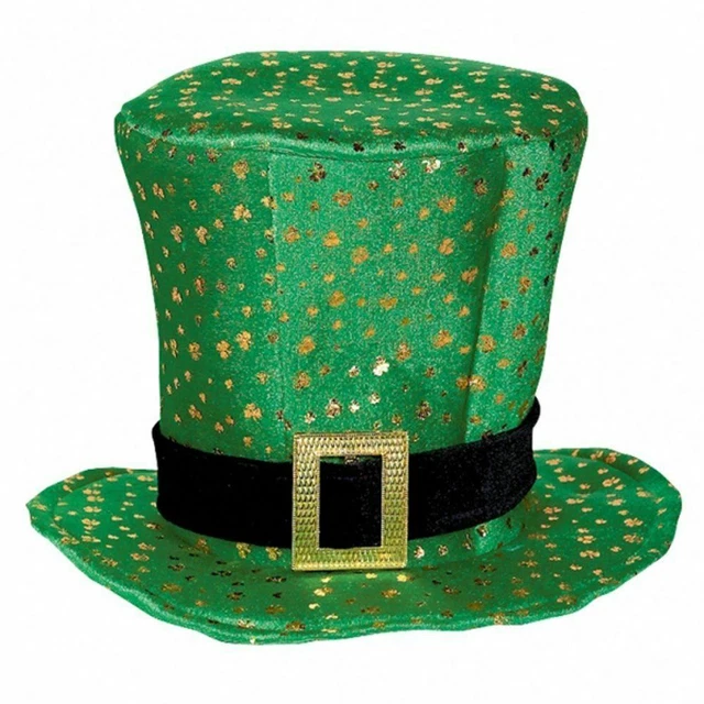 St Patricks Day Buckle Shamrock Top Hat Irish Green Leprechaun Fancy Dress Hats