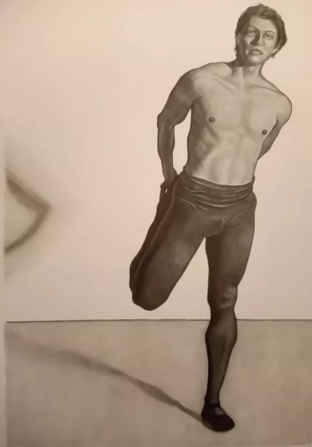 ORIGINAL male nude ballet dancer graphite pencil fine art modern realism drawing