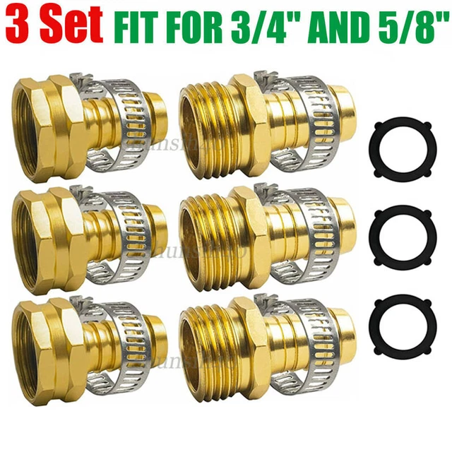 5/8& GARDEN WATER Hose Connector Repair Mender Kit Ends Fittings Clamp
