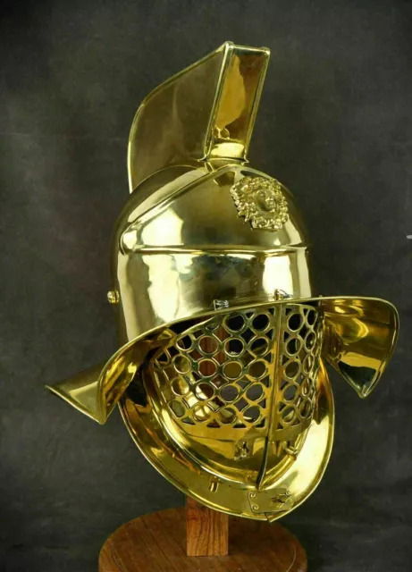 18 Guage SCA LARP Medieval Gladiator Helmet Brass Reenactment Armor Helmet