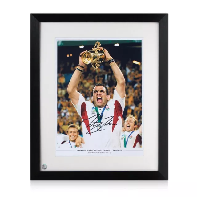 Foto autografata da Martin Johnson: il trofeo Webb Ellis. Incorniciato