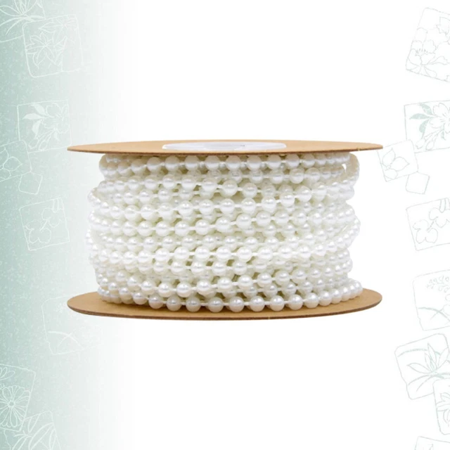 4 MM Beads Chain Garland Pearl Faux Fishing Line Pearls White