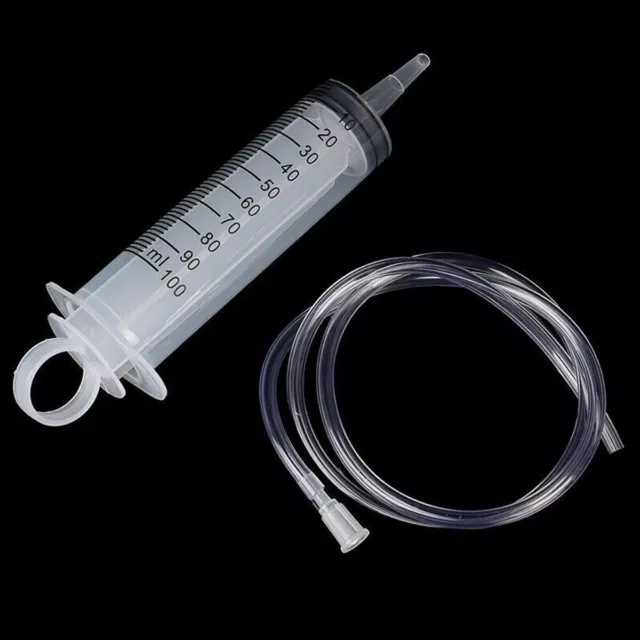 100ML Reusable Large Plastic Hydroponics Nutrient Measuring Syringe 100cm Tube