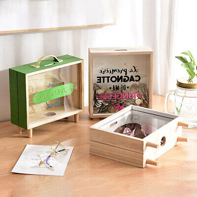 Banco de dinero de madera cajas de dinero alcancías decoración del hogar regalo niños caja de dinero.H1