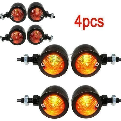 4pcs Black Retro Bullet Amber Motorcycle Orange Turn Signal Light Custom Parts