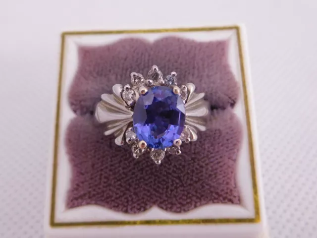 Quality Designer Levian 14K Solid White Gold 2 Ct Tanzanite Diamond Stone Ring