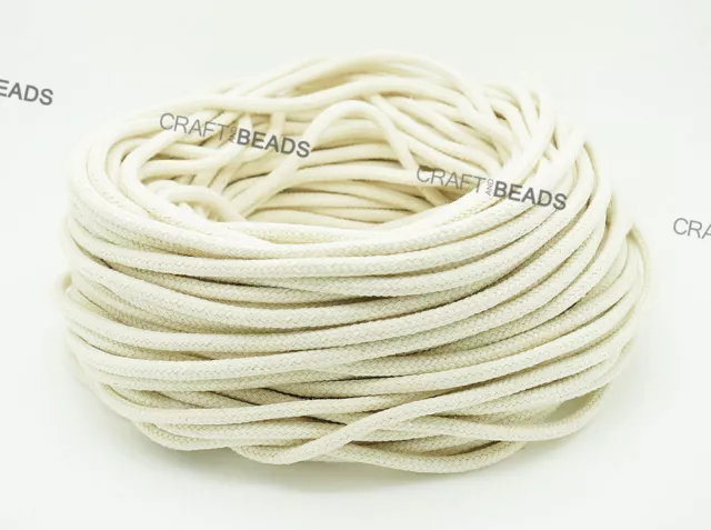 Natural White 100% Cotton Braided Cord Rope Craft Macrame Artisan Draw String