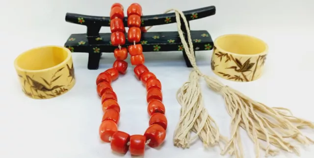 JAPANESE CORAL NECKLACE !100%Natural Coral Necklace Red Tree Round