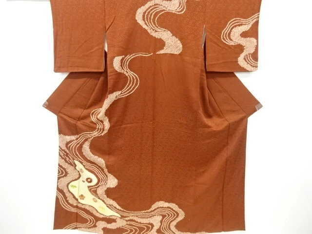 6554583: Japanese Kimono / Vintage Homongi / Shibori / Embroidery / Bamboo Grass