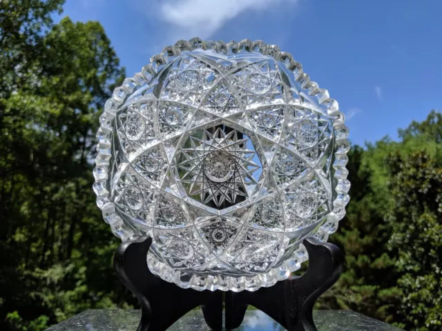 Brilliant Deep Cut Glass Crystal Expanding Star 6" Candy Bowl / Trinket Dish