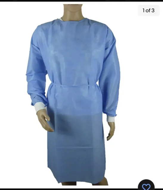 Medical Dental Isolation Gown with Knit Cuff 28 Large Size Gowns Blue