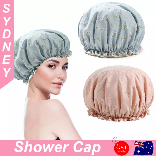 Woman Shower Cap Sleep Luxury Bath Hat Hair Care Waterproof Double Layer Reuse