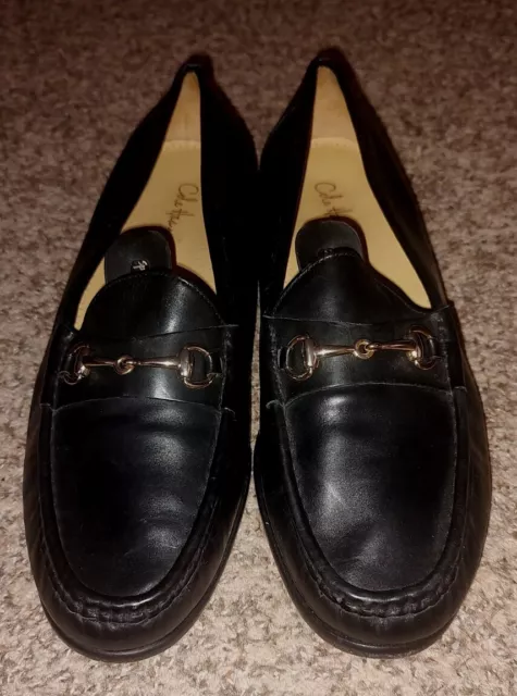COLE HAAN MEN'S Horsebit Loafers Shoes Black Leather Flat Gold US 11M ...