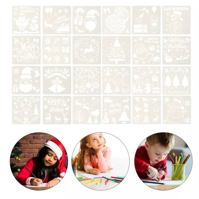 24 Pcs Christmas Stencils Printable DIY Painting Template Hollow Out