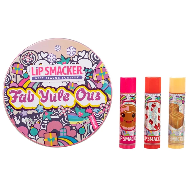 Lip Smacker Original & Best Christmas Flavored Lip Balm Tin Trio Gingerbread,