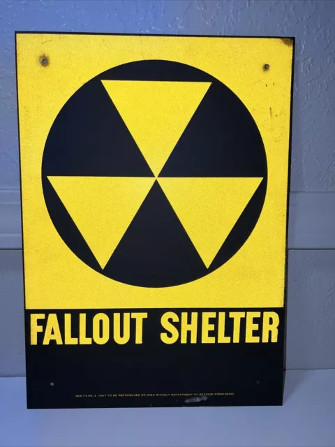 NOS Vintage Fallout Shelter Sign 10" X 14" Galvanized Metal