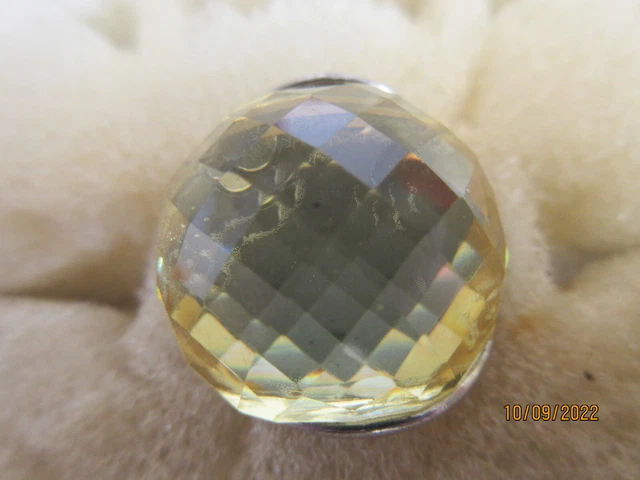 Yellow Large Stoned Statement Ring Gold Tone Uk N
