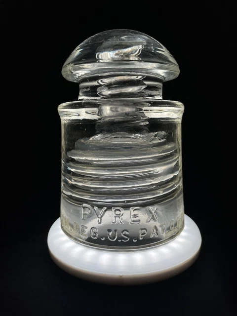Telegraph Insulator Vintage Clear Pyrex Insulator T.M. Reg. US. Pat. HD