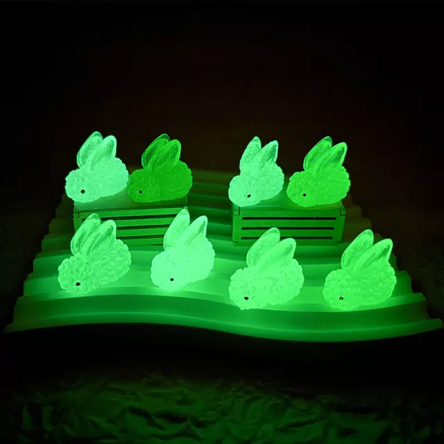 5Pcs Fluorescence Mini Resin Rabbit DIY Jewelry Accessories Miniature Decoration