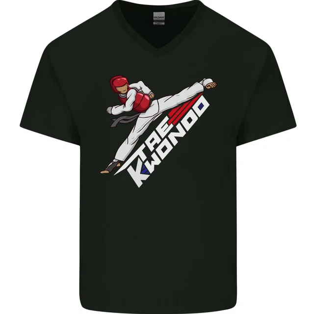 Taekwondo Fighter Mixed Martial Arts MMA Mens V-Neck Cotton T-Shirt