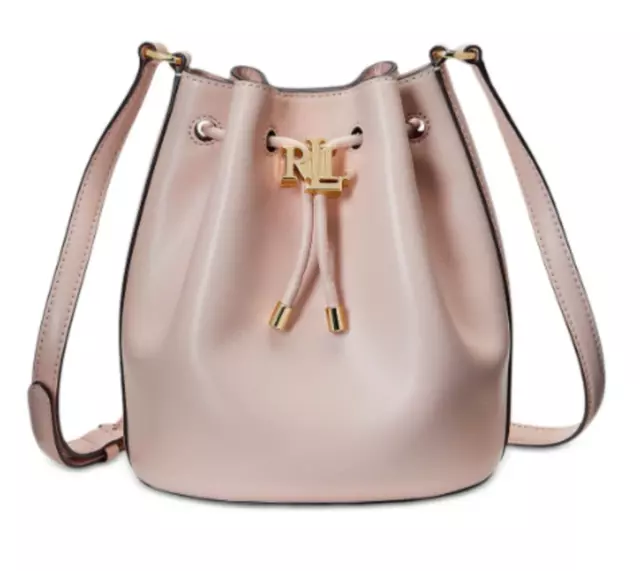 Lauren Ralph Lauren Andie Small Leather Drawstring Bucket Bag, Light Pink (295.0